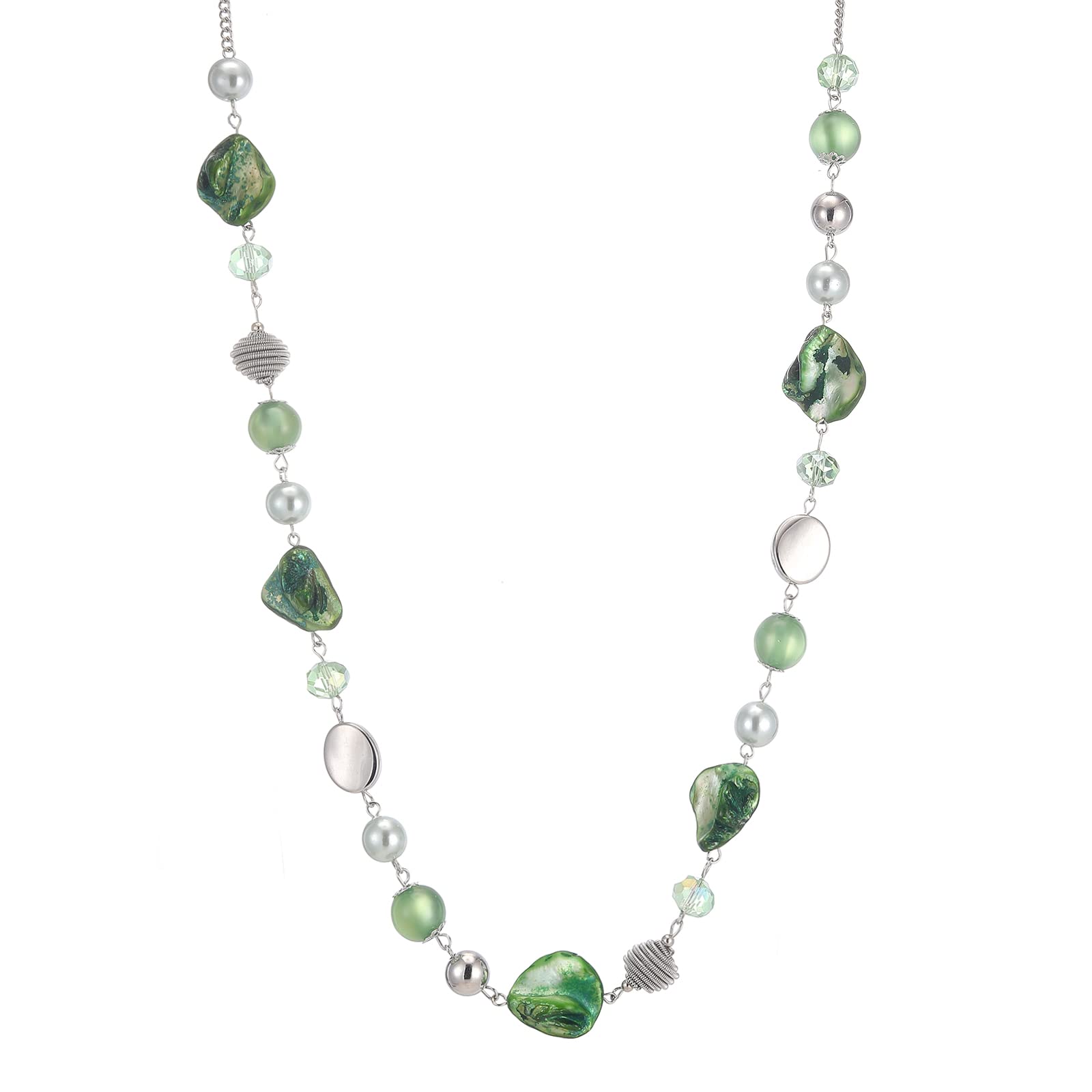 BULINLIN Collar Mujer Largo de Plata Elegante Collar Bohemio Largos de Cuentas Bisuteria Bohemio Regalo Cumpleaños para Mujer