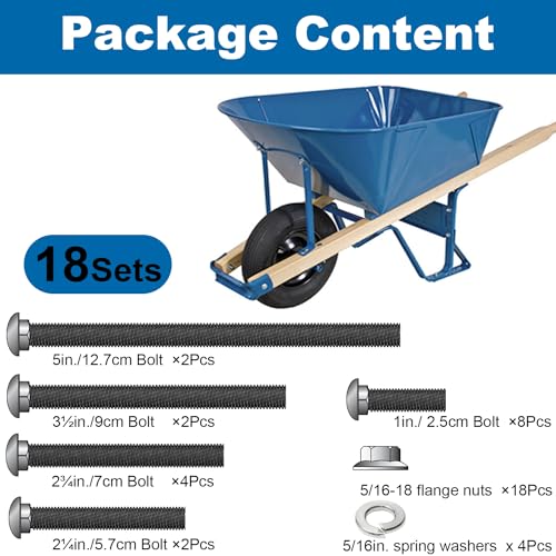image for Mriuuod 18 Sets 5/16-18 Carriage Bolts for Wheelbarrow Handles Nut and