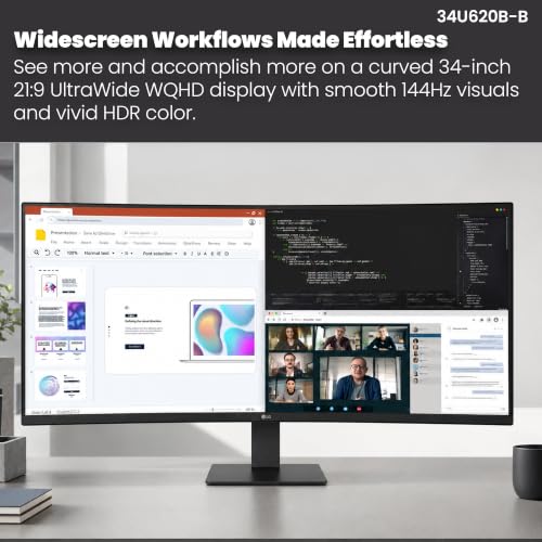 Image of LG UltraWide 34 inch WQHD Curved 144Hz HDR10 Monitor 34U620B-B | 1-Pack Bundle