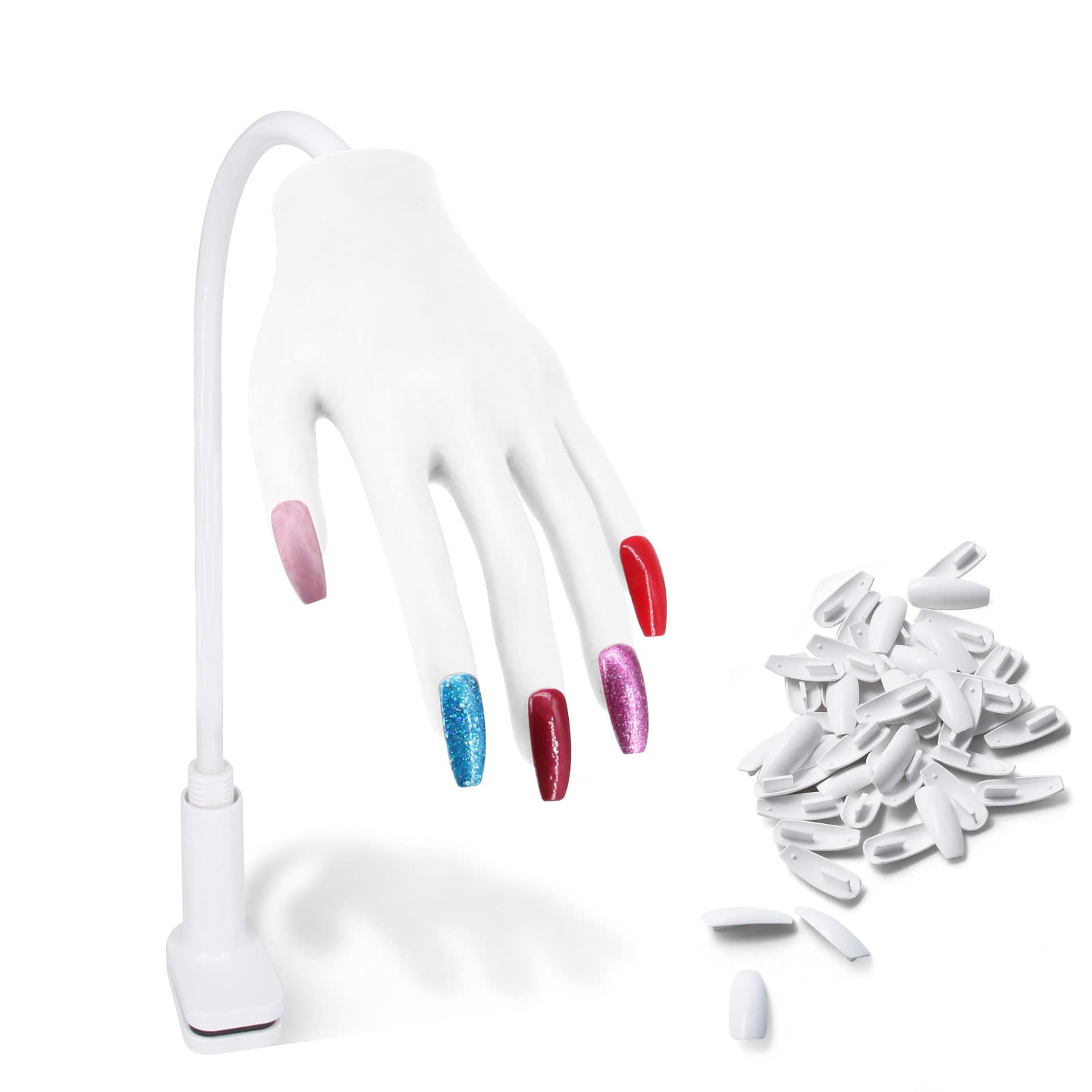 Übungshand Für Nageldesign, Silikon Hand Professionelles Übungsfinger für Nageldesign Gelnägel Fake Hand Maniküre (Weiß)