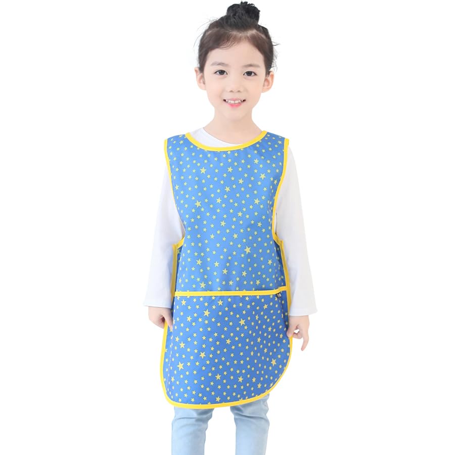 Kids Waterproof Art Tabard | Sleeveless Messy Play Painting Smock for Toddlers | Size S–XL | Kids Artist Apron for School, Daycare, Crafts, Blue Star (11-M) — image 1