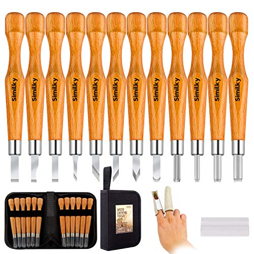 SIMILKY Wood Carving Tools Set, SK7 Carbon Steel Crafting Chisel Tools -