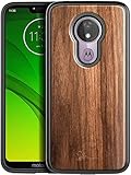 E-Began Case for Moto G6 / Motorola Moto G (6th Generation), Real Natural Walnut Wood, Ultra Slim Protective Bumper Shockproof Phone Case (Every Piece is Unique) -Wood