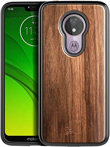 E-Began Case for Moto G7 Power, Motorola Moto G7 Supra/Moto G7 Optimo Maxx (XT1955DL), [Real Natural Walnut Wood], Ultra Slim Protective Bumper Shockproof Phone Case (Every Piece is Unique) -Wood