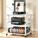 Homieasy 3D Printer Stand with Power Outlet, 23.6" x 23.6", White