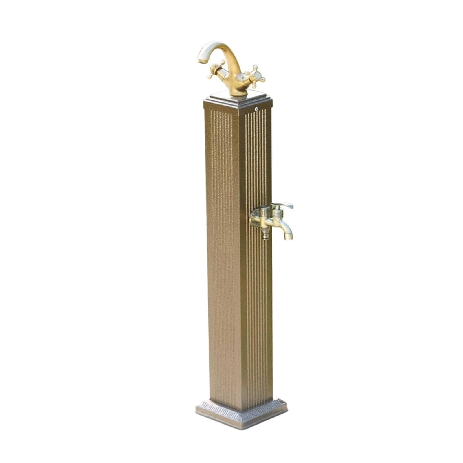 Columna de agua decorativa vertical de aluminio con grifo de doble salida, soporte anticongelante para hidrante de jardín