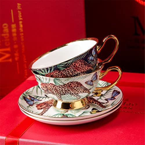 Taza de café Cheetah Jungle Couple Cafetería Copa de café Copa de boda recién casados Regalo de cumpleaños for dormir… - Imagen 4