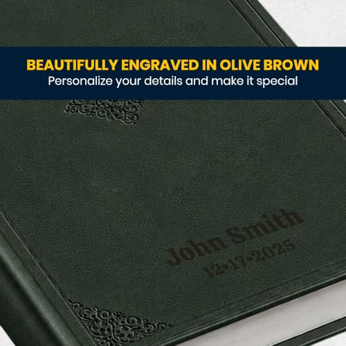 Image of Personalized ESV Large Print Bible for Adult, Name Engraved, Standard Size | Customize Your Green Faux Leather Bible Your Way, Stay-Open Lay-Flat & Easy-Read Two-Column, Christian Occasion Gift
