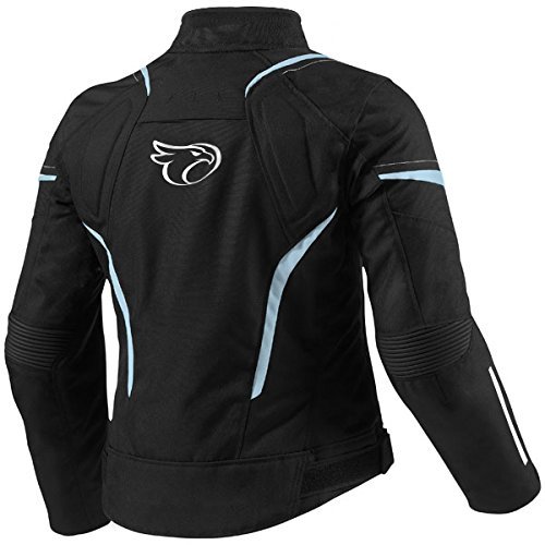 Jet Motorcycle Motorradjacke Frauen Damen Sommer Winter Gepanzerte Textilwasserdichte ELEKTRA (L (12/14), Schwarz/Himmelblau)