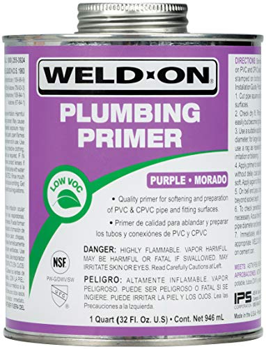 Weld-On 14025 Plumbing PVC/CPVC Primer - Fast Acting and Low VOC, Purple, 1 Quart (32 fl oz)