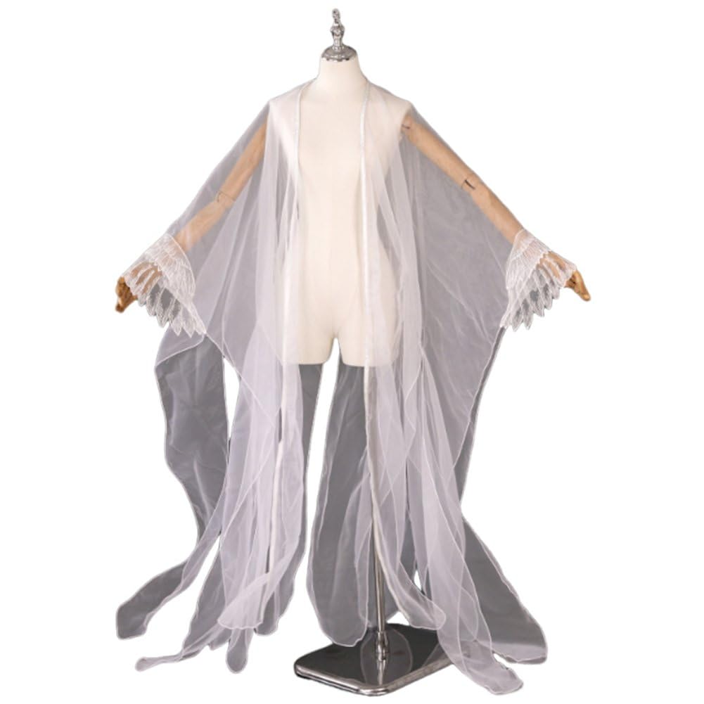 Hrippy Antique Chinese Cardigan Fairy Thin Tulle Chiffon Wide Sleeved Coat Summer Shawl Cloak Folk Dance Overcoat Costume
