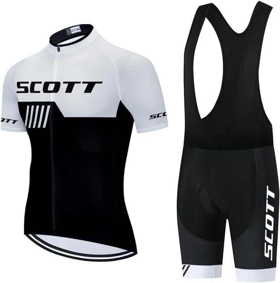 Men's Cycling Jersey Set Short Sleeve Bike Shirts Bicycle Clothing Cycling Bib Shorts with 20D Gel Padded