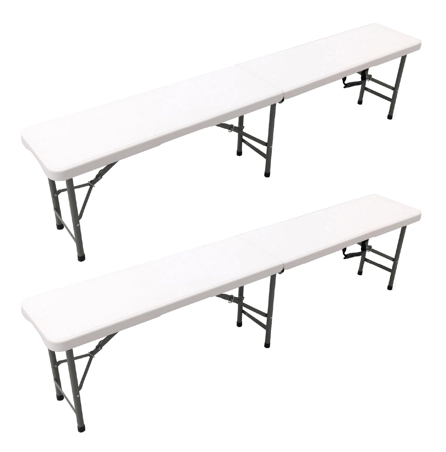 The Homeweeks Pack 2 Bancos Plegables Solid180cm | portátiles | Normativa Uso público Interior/Exterior | EN 581-1/2 | Tablero Resina HDPE 4cm | Estructura Acero | Capacidad 2-3 Personas