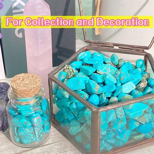 Image of YATOJUZI Turquoise 1LB Aquarium Gravel Rocks Bulk Wholesale Tumbled Crystals Stones Chips Crushed Reiki Energy Balancing Gemstones for Planters Vase Filler Fountain Fish Tank Potted Decor