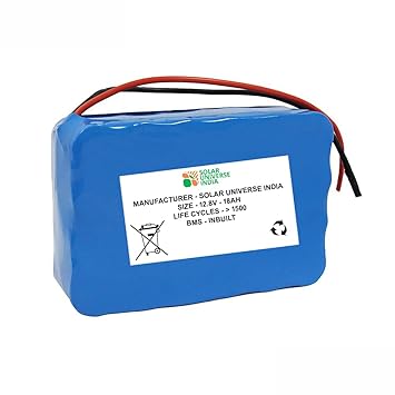 Solar Universe India Lithium Ferrous Battery of 12.8V-18ah for 12V Solar, Electric or Lighting Applications