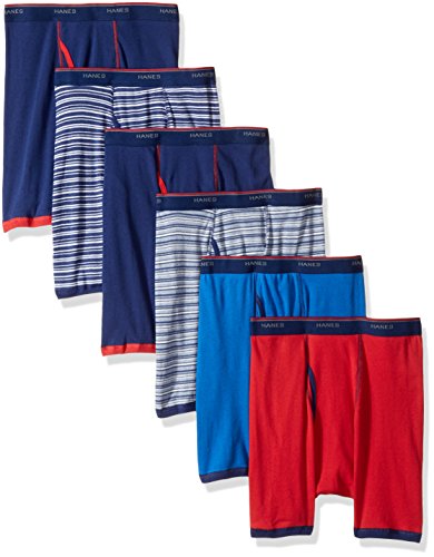 Image of Hanes Men's Underwear Boxers Pack, Cool & Breathable Cotton Underwear, Moisture-Wicking Boxers for Men