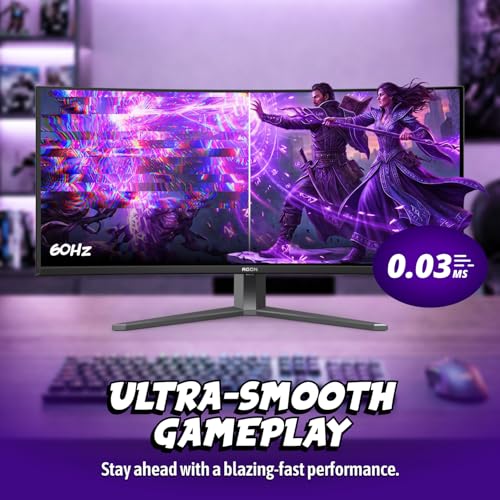 Image of AOC Agon PRO 34 inch Curved Gaming Monitor QD OLED 360Hz G-SYNC, AGP346UCSD | 3440x1440 UWQHD Computer Monitor, 0.03ms, G-SYNC Compatible, HDR, DP 2.1, HDMI 2.1, USB-C, Built-in Speakers, Mic In /Out
