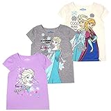 Disney Princess T-Shirts for Girls - 3 Pack Short Sleeve Graphic Tees 6 (Frozen)