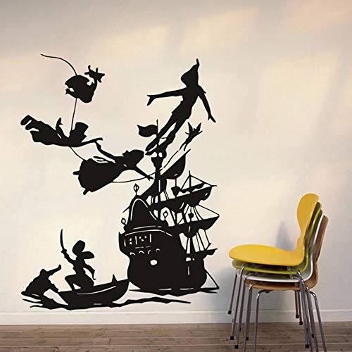 Peter Pan Sticker Garçon Rêve de Dessin Animé Stickers Pirates Ship décor Sticker Mural Chambre...
