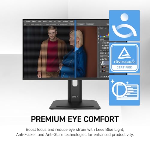 Image of msi PRO MP272 E14C 27-inch IPS 1920 x 1080 (FHD) Office Monitor, 144Hz, Free-Synch, HDMI, USB C (15W Power Delivery), VESA Mountable, Tilt, Speaker, 4-Side Slim Bezel 1ms, Black