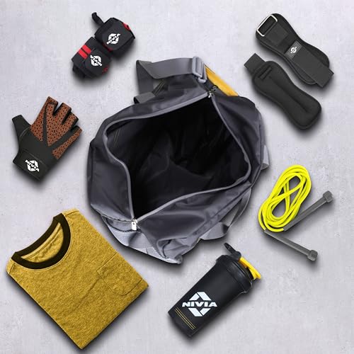 Image of NIVIA Sportspace 2.0 Polyester Gym Bag, Unisex Gym Bags, Adjustable Shoulder Bag for Men, Duffle Gym Bags for Men, Sports Kit, Duffle Bags Travel,Capacity-18 litres