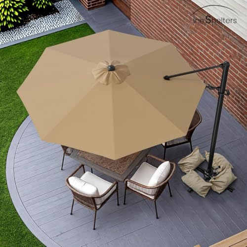 Image of THESHELTERS - Premium Garden Umbrella 360 Degree Rotating Stylish and Durable Outdoor Garden Umbrella with Heavy-duty Water Base (95Kgs)- Patio and Lawn Umbrella, 2.5x2.5m Big Size Outdoor Umbrella with Stand