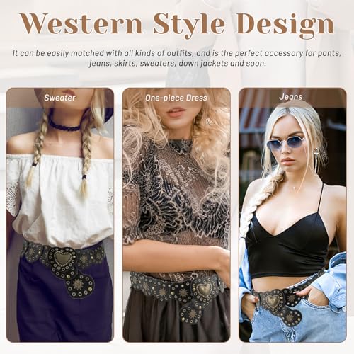 Leather Disc Belt, Western Accessories for Women, Adjustable Vintage Belts for Dresses, Shirts, Pants3