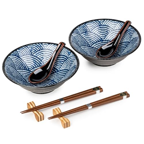 Bol à Ramen Seikaiha en céramique japonaise et vaisselle élégante
