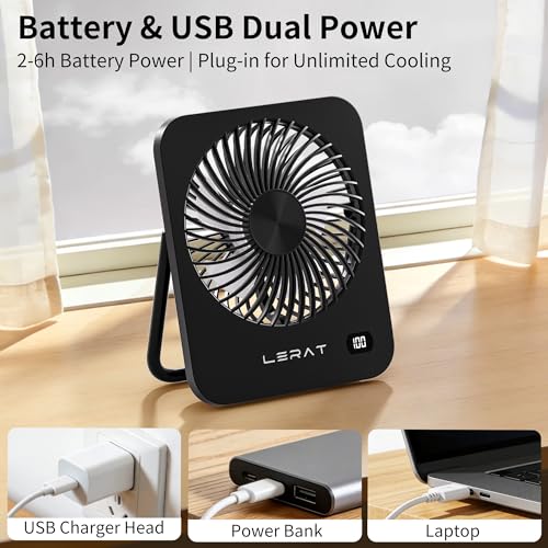 5-Speed Lerat USB Rechargeable Foldable Portable Desk Fan - image 5