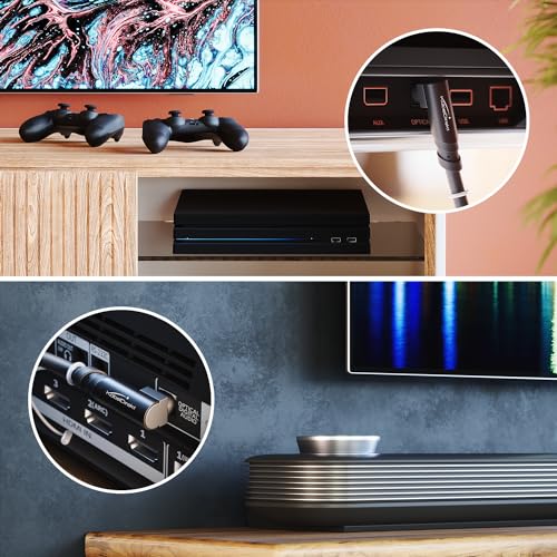 TOSLINK Cable, 90° angled with 0% signal loss, 1m, Fibre optic lead for soundbars (optical audio cable, digital S/PDIF - Image 3