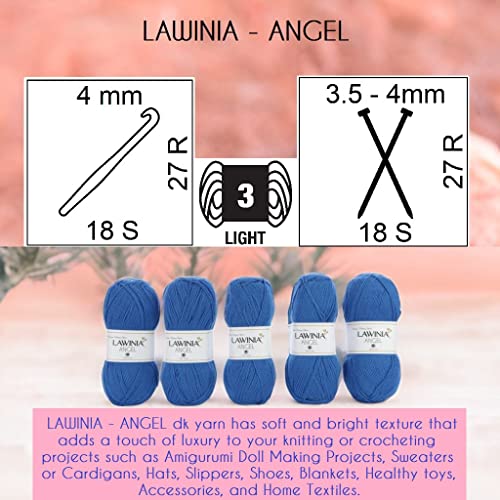 LAWINIA, ANGEL Premium DK Double Knitting Wool 100g Balls, Pack of 5, Each 280m 100% Acrylic OEKO-TEX Certified - Image 3
