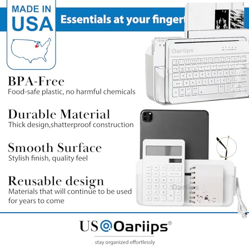 Adhesive-Room-Decor-Wall-Mount-Charging-Phone-HolderUniversal-Remote-Control-Smart-Phone-StationNo-Drilling-Box-for-Home-OfficeBedroomCollege-DormRV-Floating-Shelf-OrganizerWhite2-Pack