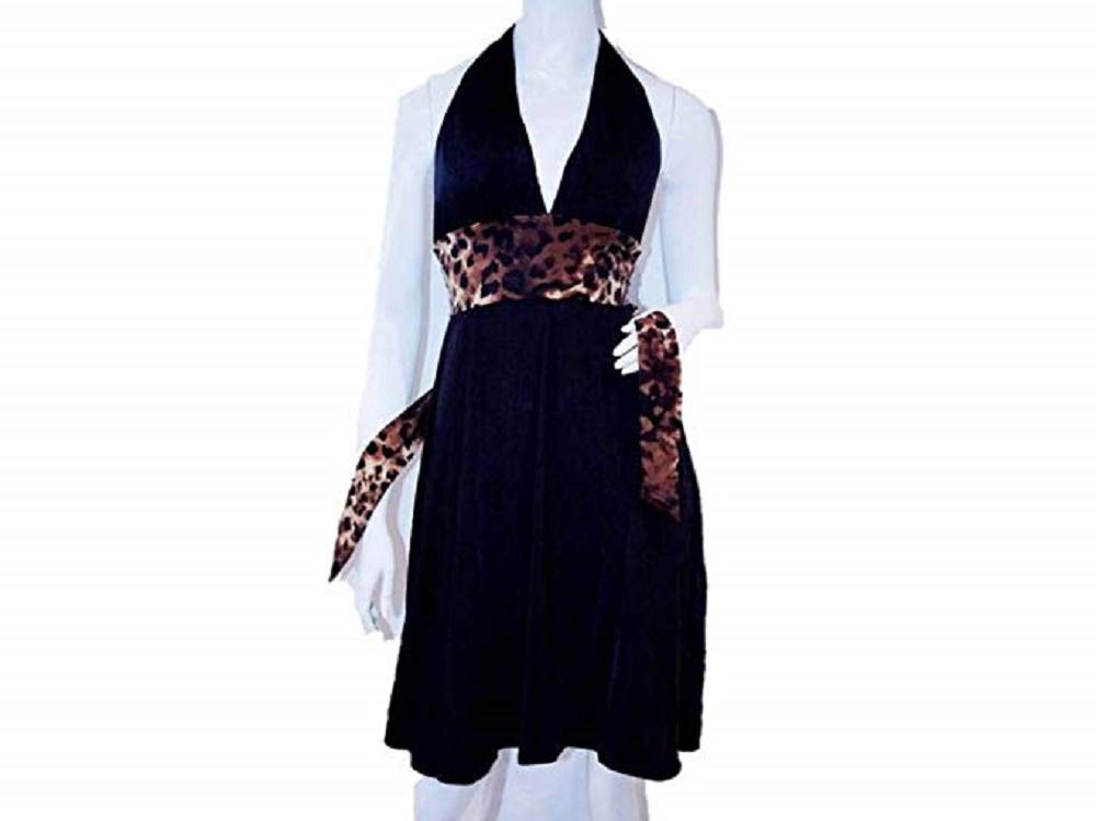 Amazon.com: Carmen Marc Valvo Halter Cover Up Dress, Black/Leopard, M :  Clothing, Shoes & Jewelry