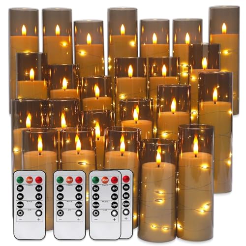 Bougies LED vacillantes pour mariage et décoration de table chaleureuse en acrylique gris