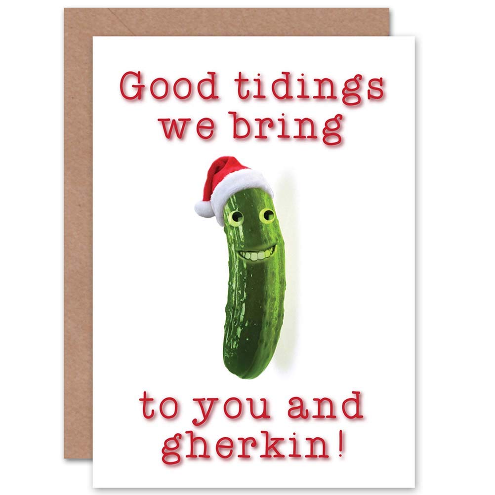 Wee Blue Coo CARD CHRISTMAS XMAS MERRY HAPPY GHERKIN TIDINGS PRESENT GIFT