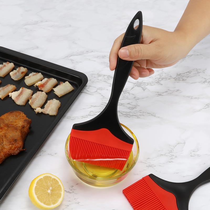 Lot De 2 Pinceaux à Badigeonner En Silicone Résistant à La Chaleur à Long Manche Pour Griller, Pâtisserie, Barbecue Et Cuisine (noir