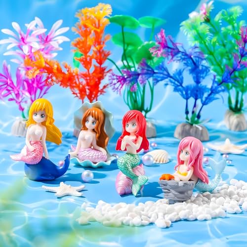 Image of Foodie Puppies Aquarium Decorative Ornament - (Combo of 4 Mermaid Divers) | Cute Little Diver Decoration for Fish Tank | Creative Aquarium and Terrarium Accessory | Marine Landscape Resin Sculpture
