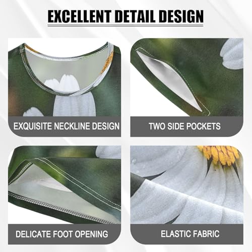 senya Short Sleeve Pajamas Sets Summer Cotton Sleepwear Beautiful White Daisy4