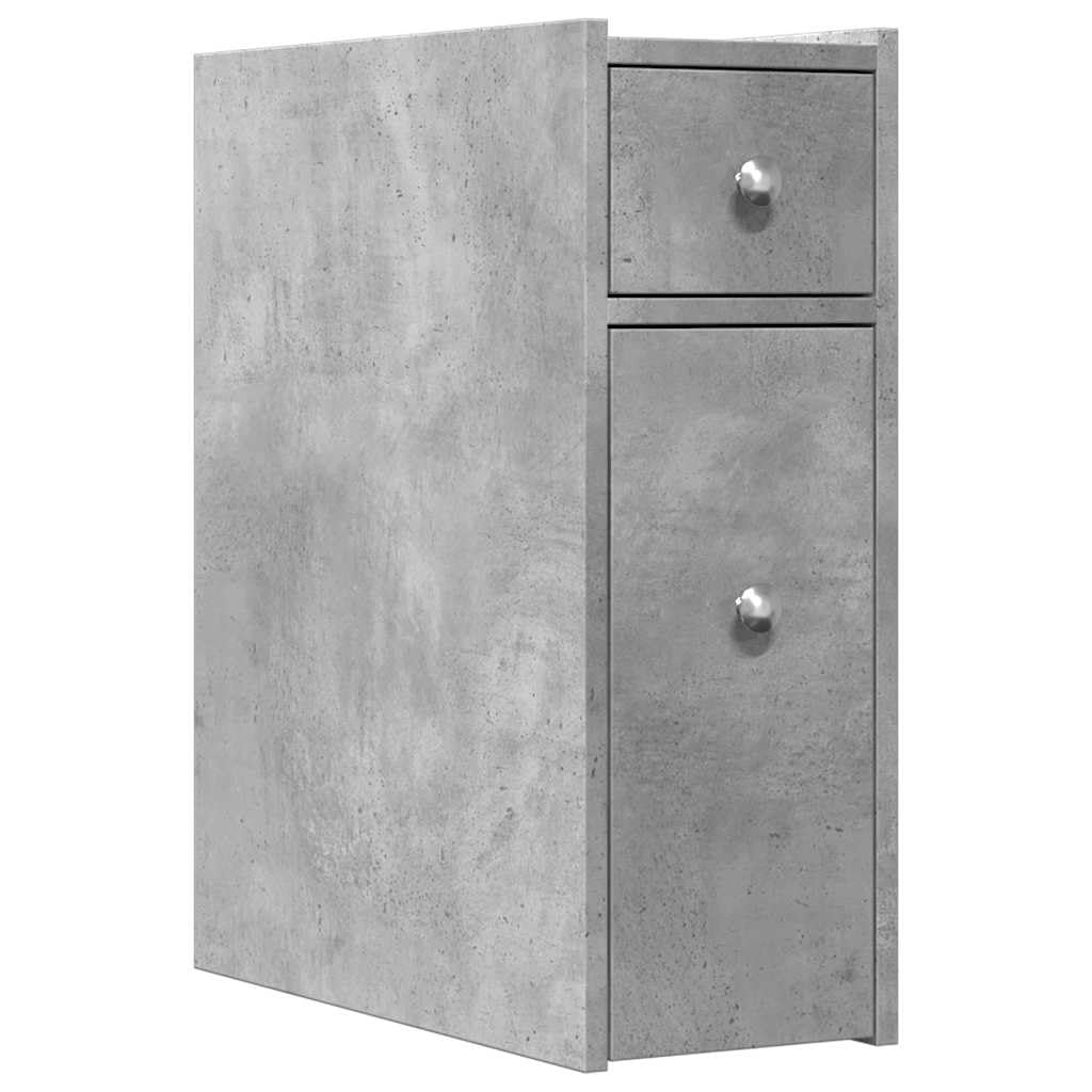 vidaXL Armoire de Salle de Bain étroite avec roulettes Gris béton