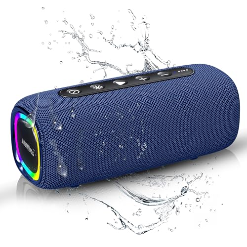 MultiWatts AuraBoom Portable Bluetooth Speaker, 20W Dolby Stereo Sound, Deep Bass, IPX5 Water-Resistant, 25H Playtime, RGB Lights, 40W TWS Pairing, BT 5.3, House, Outdoor, Party, Pool, Gym (Blue)