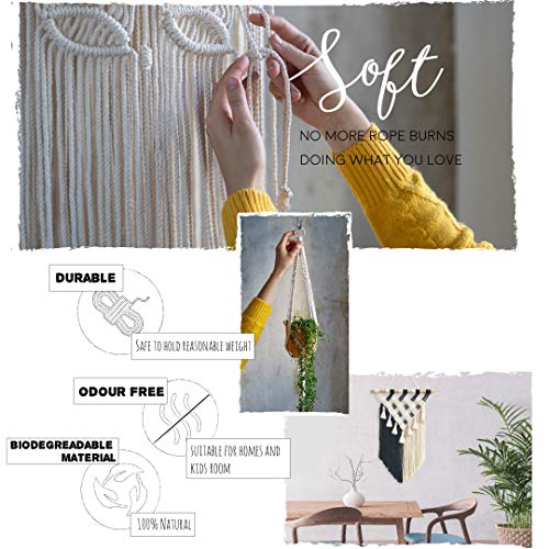 Winema 4Mm X 109Yards 100% Natural Cotton Macrame Cord, 100% Natural Cotton Macrame Rope, 4 Strand Twisted Cotton Cord For Wall Hanging, Plant Hangers, Diy Crafts Knitting, Decorative Projects (Cream) #TOP2