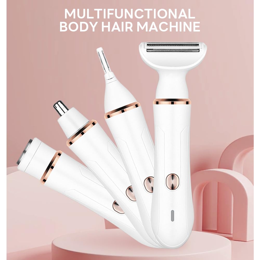 Bikini Trimmer for Women-4 in 1 Electric Shaver for Women,Rechargeable Pubic Body Hair Trimmer Electric Shaver for Legs Body Hair