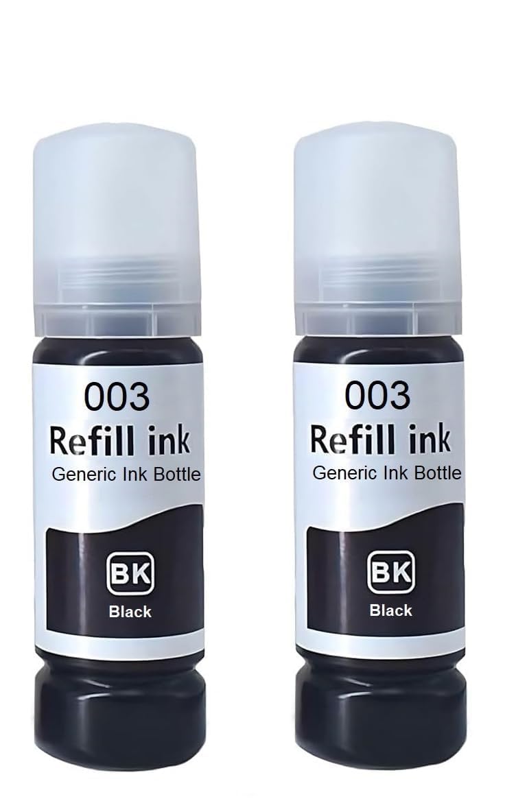 Greensky 003 Black Refill Ink for Epson L3110, L3150, L3250, L3252 L3115, L3116, L3101, L3210, L3215, L3216, L3151, L3152, L3156, L5190 Printer (Pack of 2)