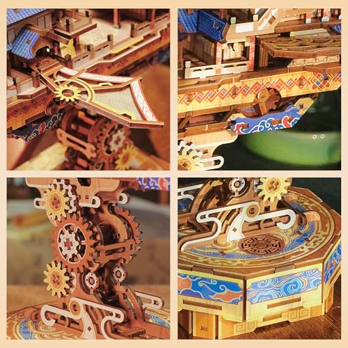 Image of Tonecheer 3D Wooden Puzzle for Adults, DIY Japanese Wooden Ship Model Kit with Music, Orien Airship Vintage Movable Building Kit Best Gift Ideas for Boys and Men - Wind Voyager