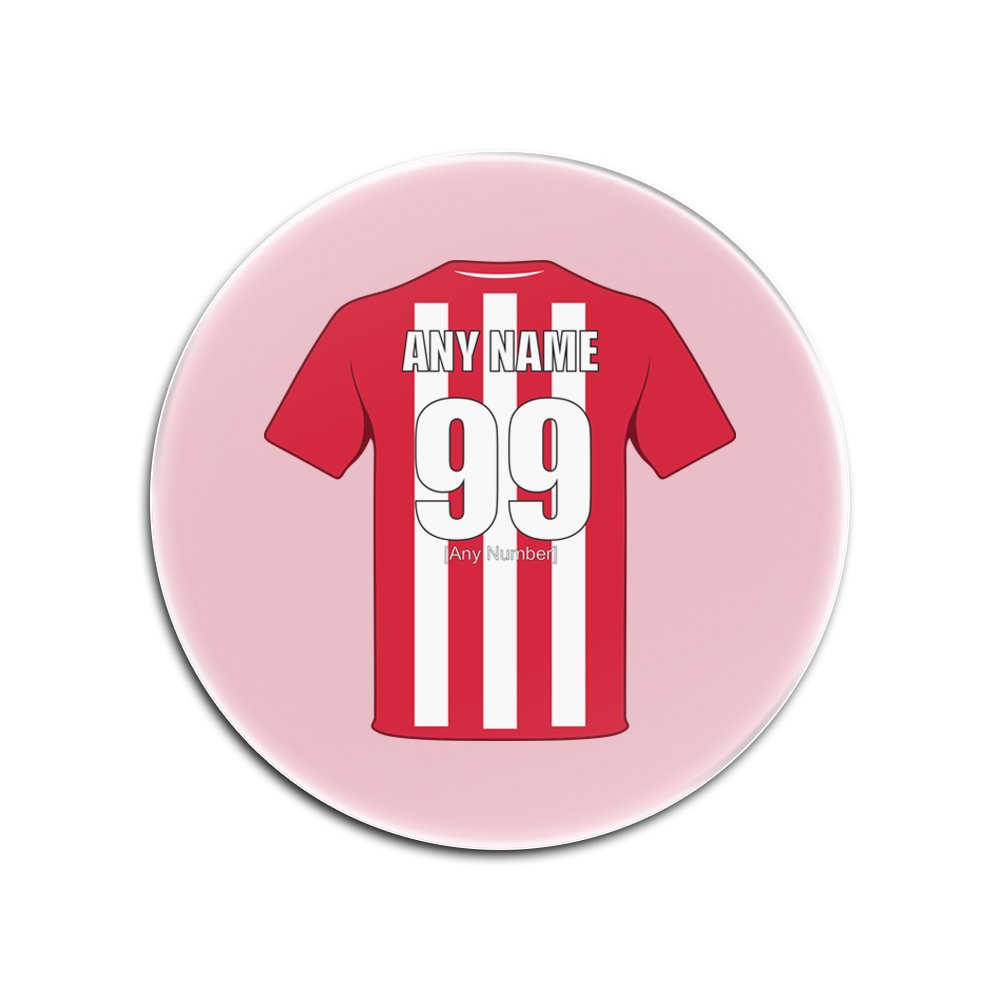 UNIGIFT Personalised Gift - Stoke City Glass Round Coasters (Football Club Design Theme, Colour Options) - Any Name/Message on Your Unique Mat Pad - The Potters
