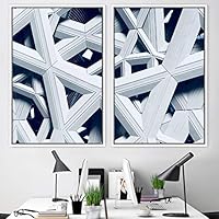 2 Piece Framed Canvas Wall Art Patterned Architecture Canvas Prints Home Artwork Decoration for Living Room,Bedroom - 16