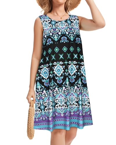 Image of CHICGAL Womens Summer Dresses Casual Loose Pleated Front Tshirt Sleeveless Tank Sundresses with Pockets 2026