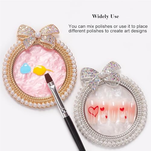 Image of NAILWIND Resin Stone Nail Art Palette, Nail Mixing Palette with Diamond Base, Nail Art Cosmetic Mixing Palette Color Mixing Pigment Polish Holder Nail Art Painting Gel Palette Pearls - 1 pcs