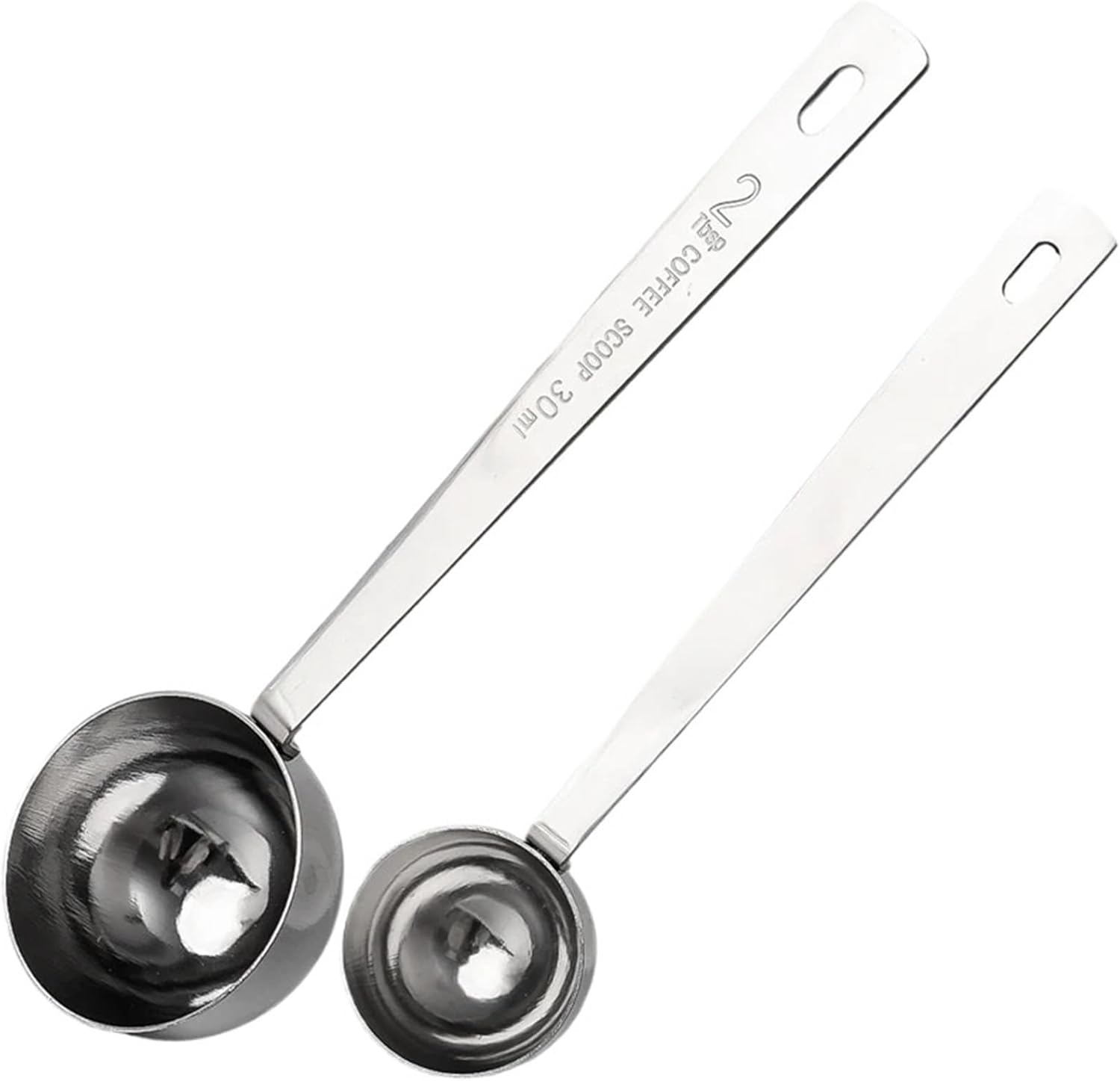 Coffee Measuring Spoon 2/4pcs Stainless Steel Powder Compactor Spoon with Scale Long Handle for Ground Spices Baking Measuring Supplies For Coffee Tea, And More(30ML 15ML)