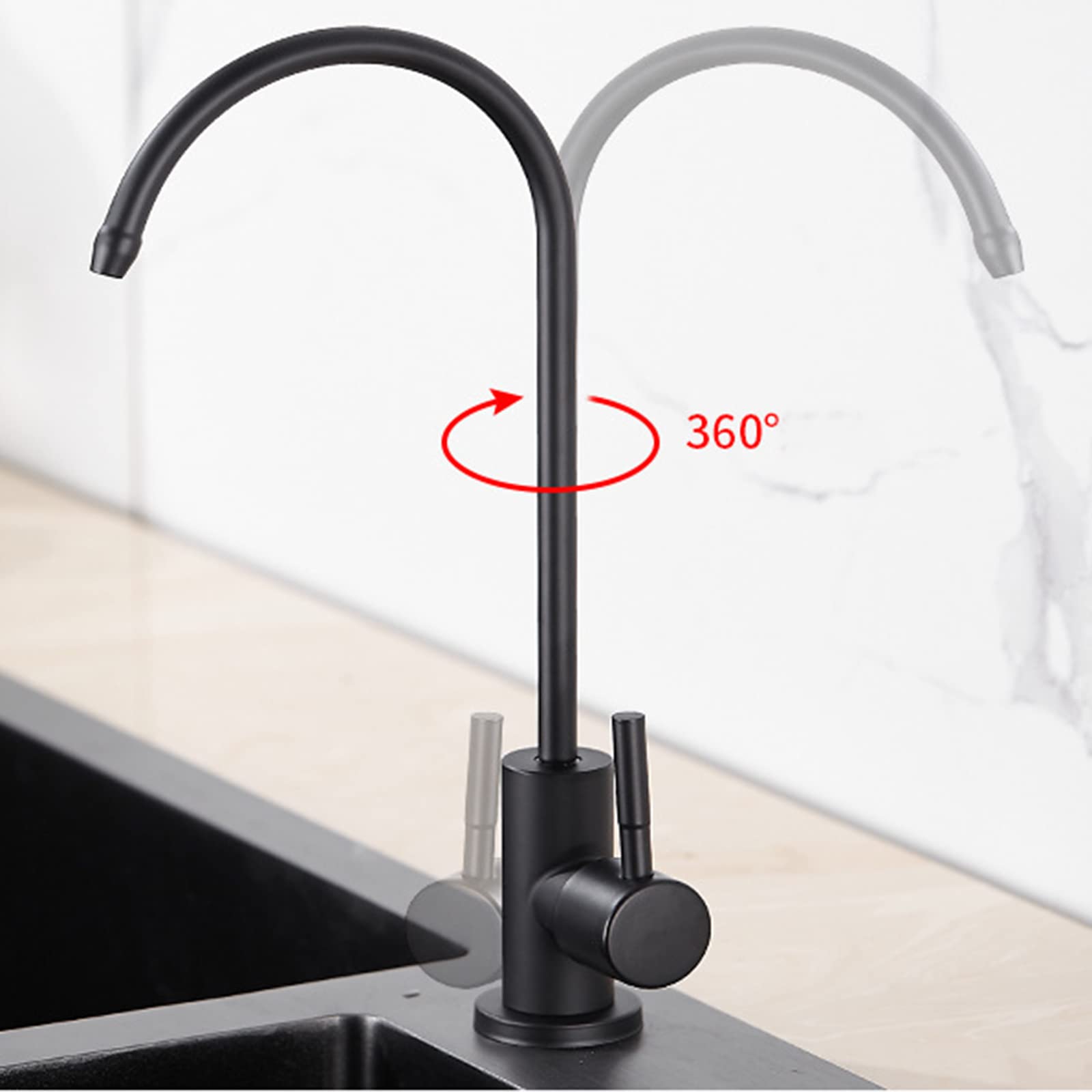 Rubinetto del filtro dell'acqua Maniglia singola 1/4 '' Rubinetto dell'acqua del filtro del lavello Rubinetto della cucina in acciaio inossidabile, oro rosa (Colore : Gray)